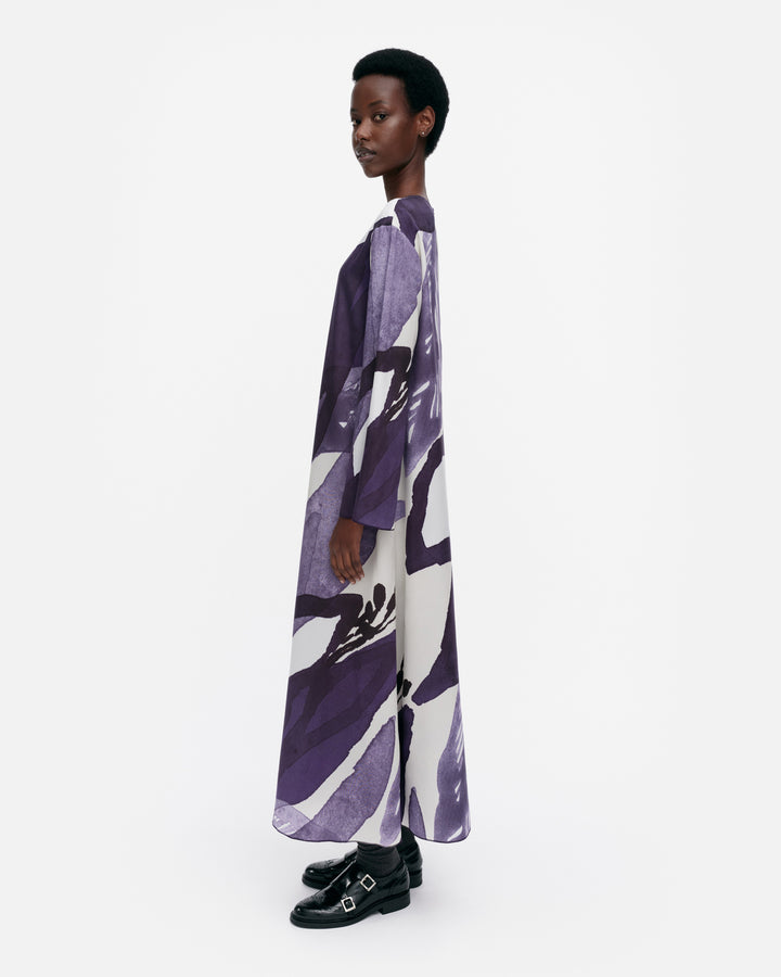 Fluidi Kylmänkukka Lyocell/Viscose Long Sleeve Dress | Violet, Off-white
