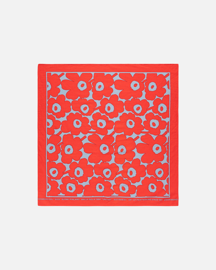 Astrilli Unikko Cotton Scarf | Light Blue, Red | 22" x 22"