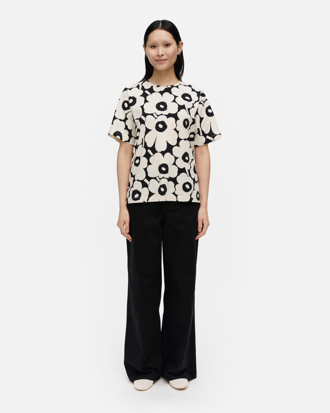 Tunnit Unikko Cotton T | Black, White