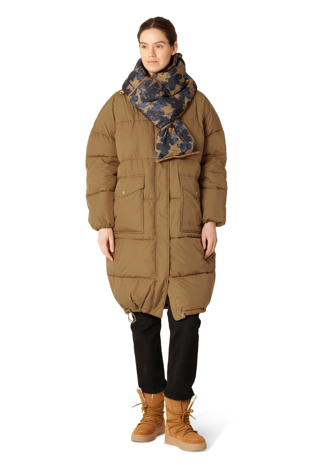 Ilse Jacobsen | Peppy 08 Padded Scarf | Mocha, Dark Blue Butterfly