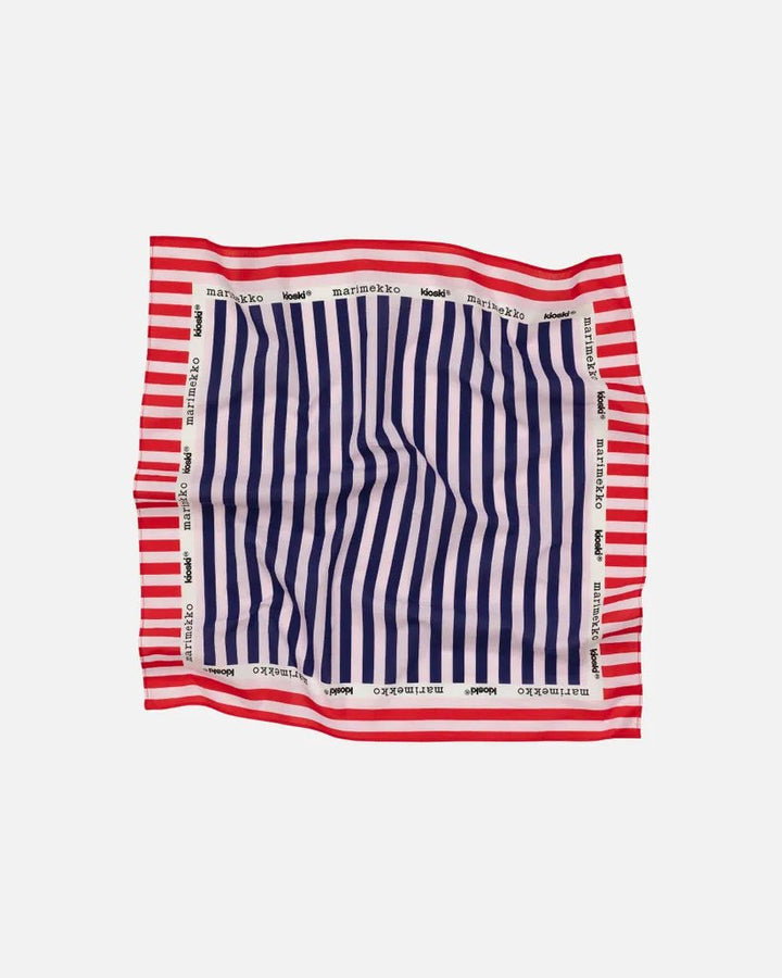 Astrilli Tasaraita Cotton Scarf | Off - white/Dk Navy - pirkko. Marimekko