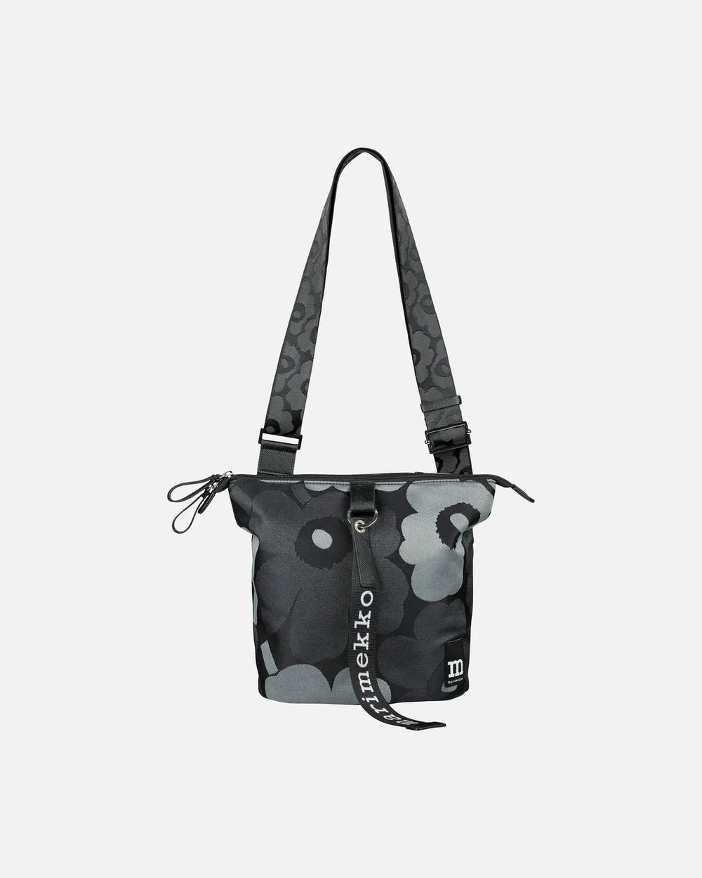Carry All Shoulder Bag | Black, Grey Unikko - pirkko. Marimekko