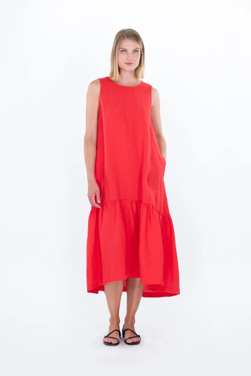Falla Finland | Asteri Linen Dress | Orange Red - pirkko. Falla Finland