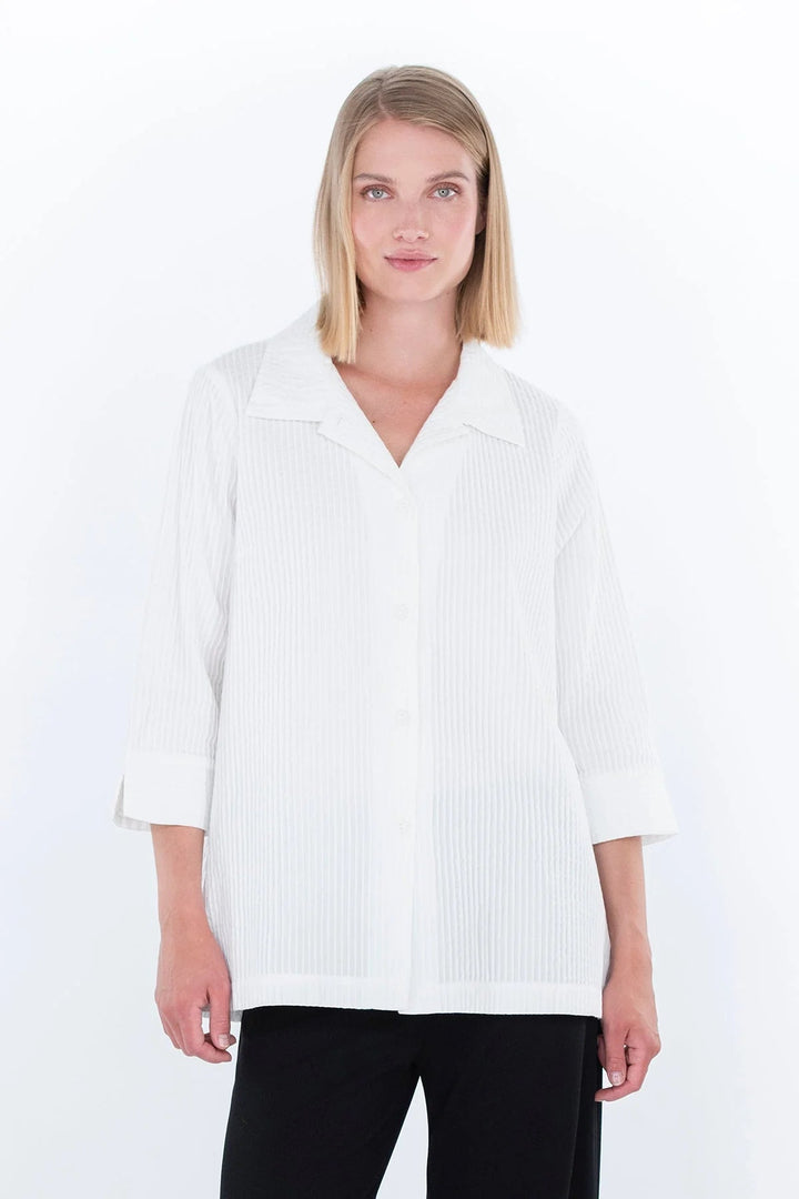 Falla Finland | Kumina Textured Cotton Shirt | White - pirkko. Falla Finland