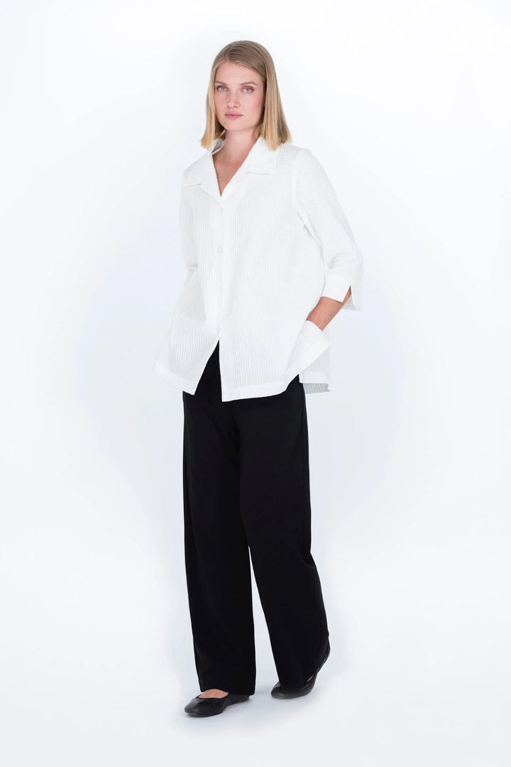 Falla Finland | Kumina Textured Cotton Shirt | White - pirkko. Falla Finland