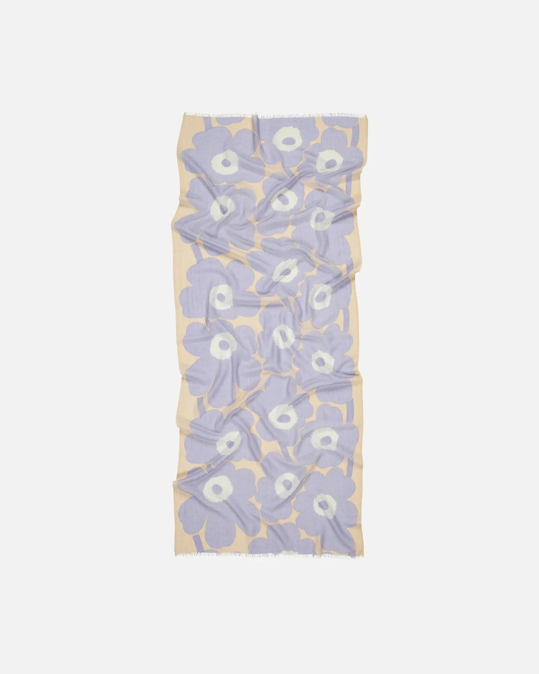 Fiore Unikko Wool Scarf | Cream, Lavender | 28" x 72" - pirkko. Marimekko