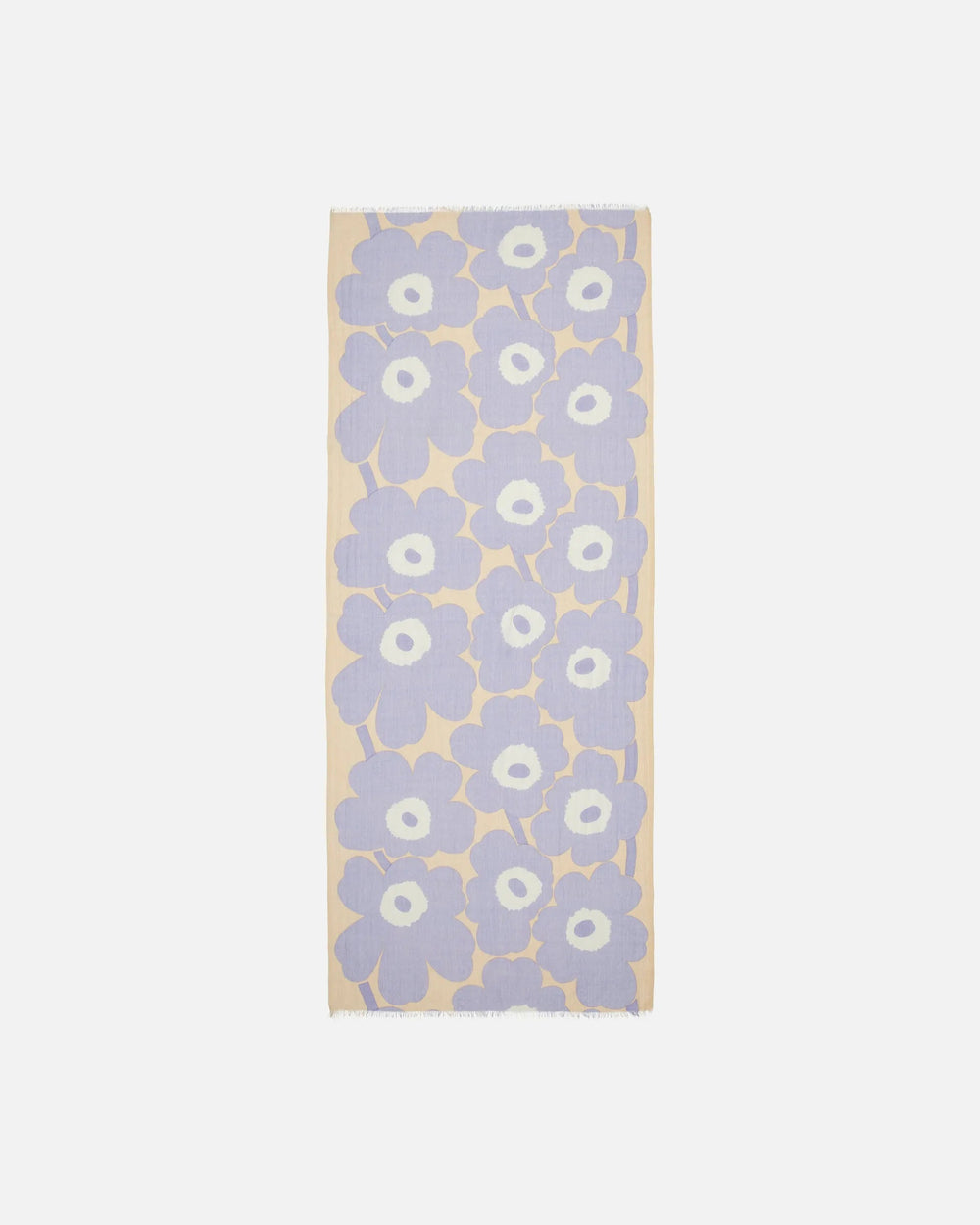 Fiore Unikko Wool Scarf | Cream, Lavender | 28" x 72" - pirkko. Marimekko