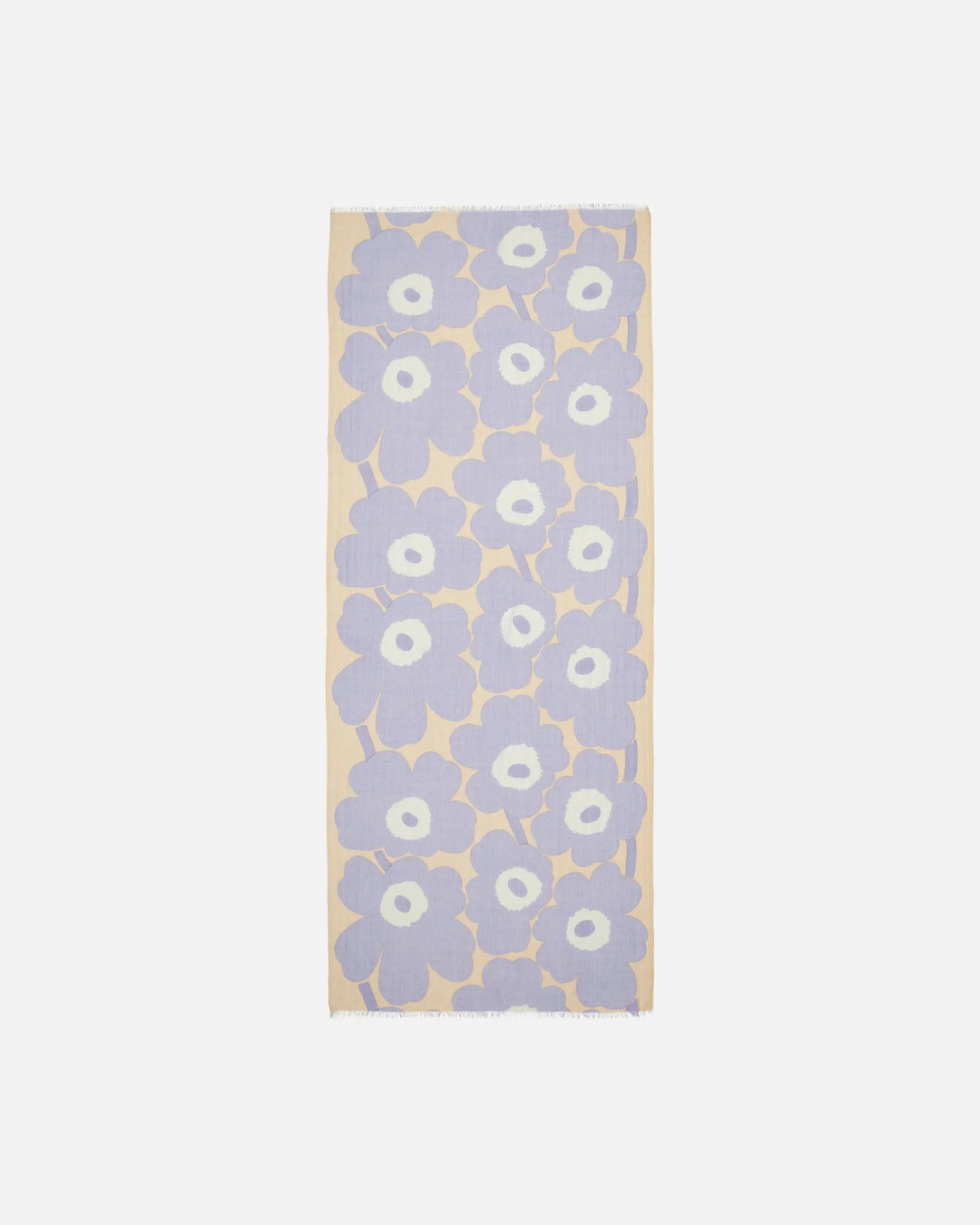 Fiore Unikko Wool Scarf | Cream, Lavender | 28" x 72" - pirkko. Marimekko