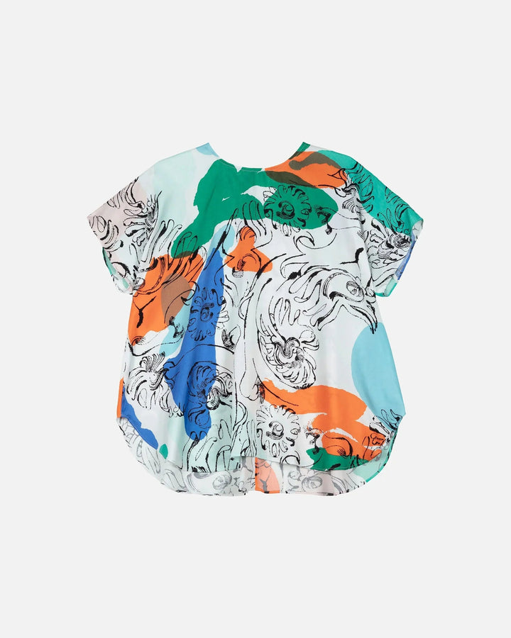 Herkkä Blombom Lyocell Blouse | White Blue Multi - pirkko. Marimekko
