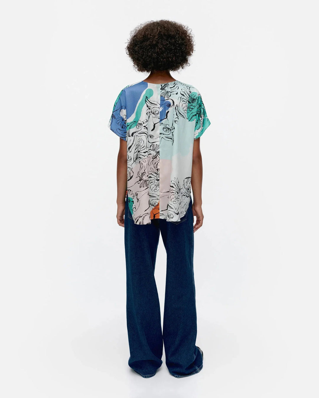 Herkkä Blombom Lyocell Blouse | White Blue Multi - pirkko. Marimekko