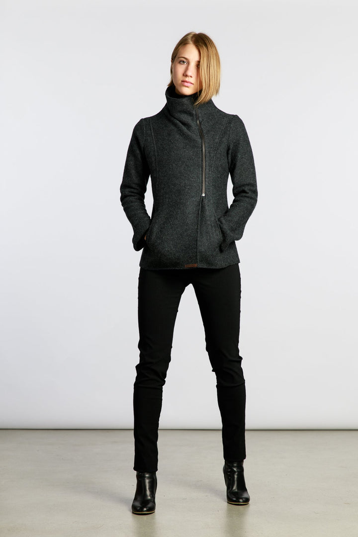 Isa Boiled Wool Jacket, Dark Grey - pirkko. Marja Rak