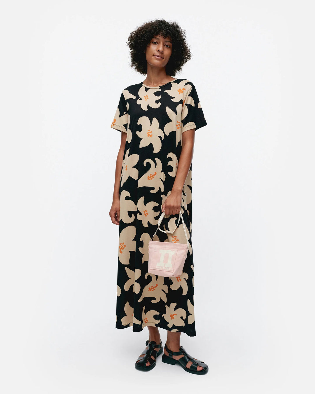 Kalliokielo Villinarsissi Cotton Jersey Dress | Black, Beige - pirkko. Marimekko