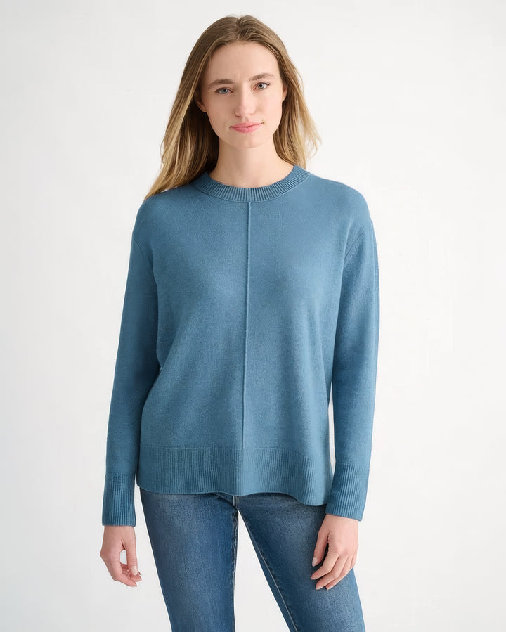 Kinross Cashmere Hi/Lo Seamed Crew | Loch