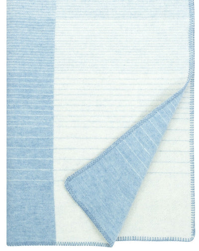 Kaamos Wool Throw, Light Blue/ Off White.  59" x 79"