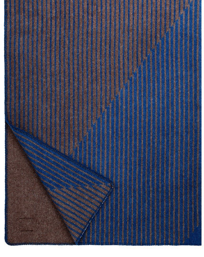 Rinne Wool Throw, Brown/ Navy.  51" x 71"