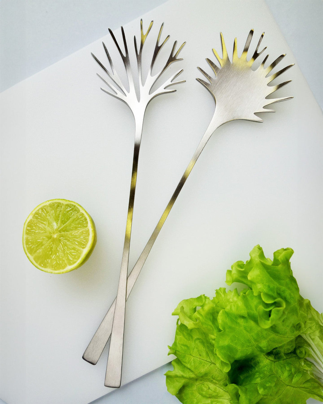 Latimeria | Salad Set | Brushed Stainless Steel - pirkko. Latimeria