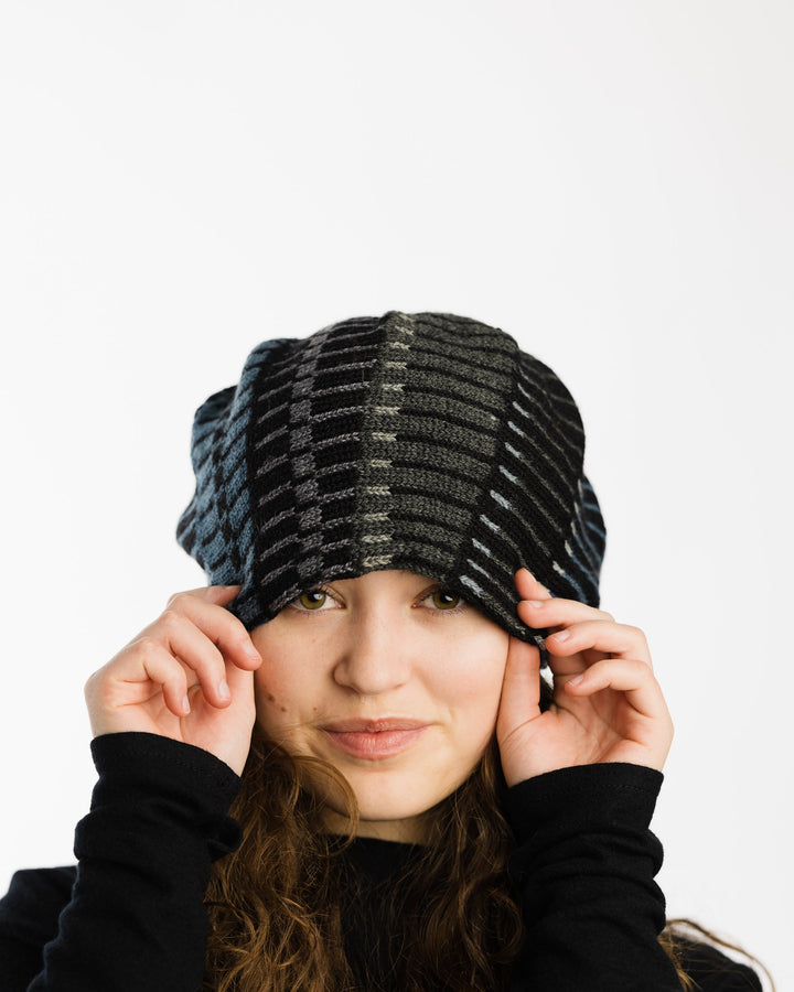 Marika Niskanen Wool Hat, Grey, Black, Blue - pirkko. Marika Niskanen