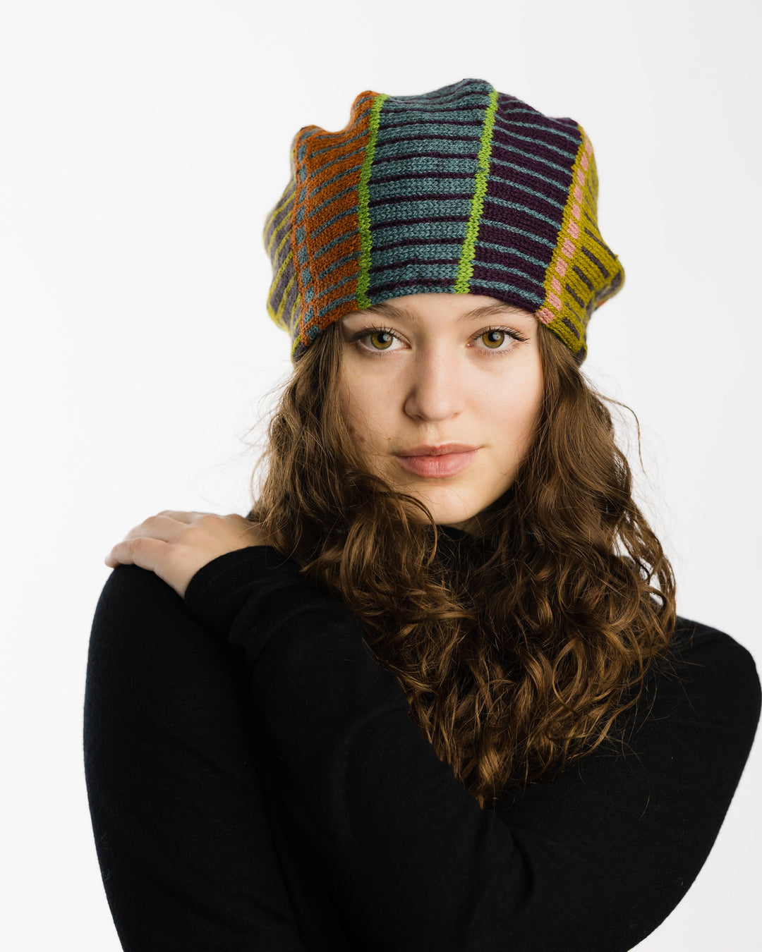 Marika Niskanen Wool Hat, Multi Blue/Rust - pirkko. Marika Niskanen