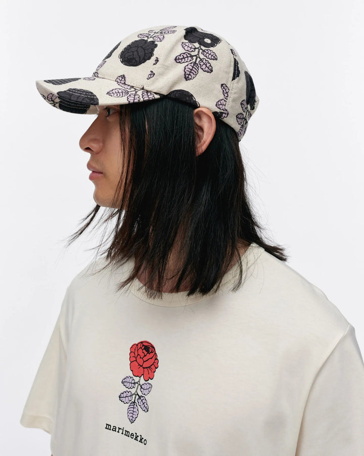 Marikekko | Kohde Vihkiruusu Hat | Off - white, Lilac, Black - pirkko. Marimekko