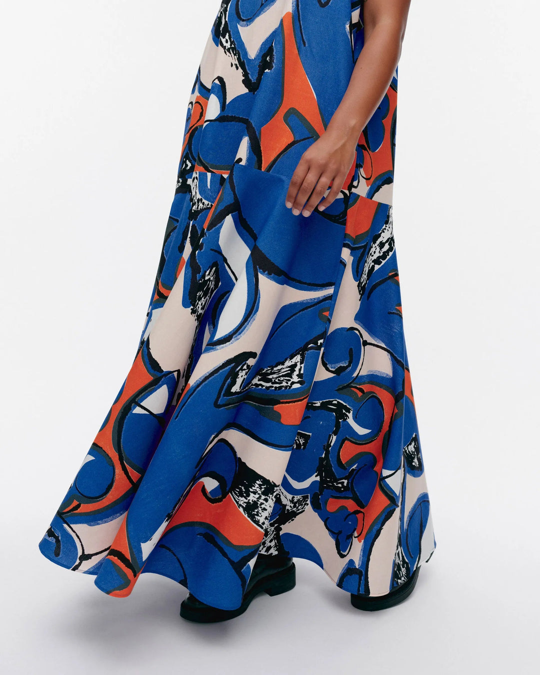 marimekko Eldfamn アントラ ドレス Marimekko Antra Eldfamn Cotton Linen Dress | Blue, Peach