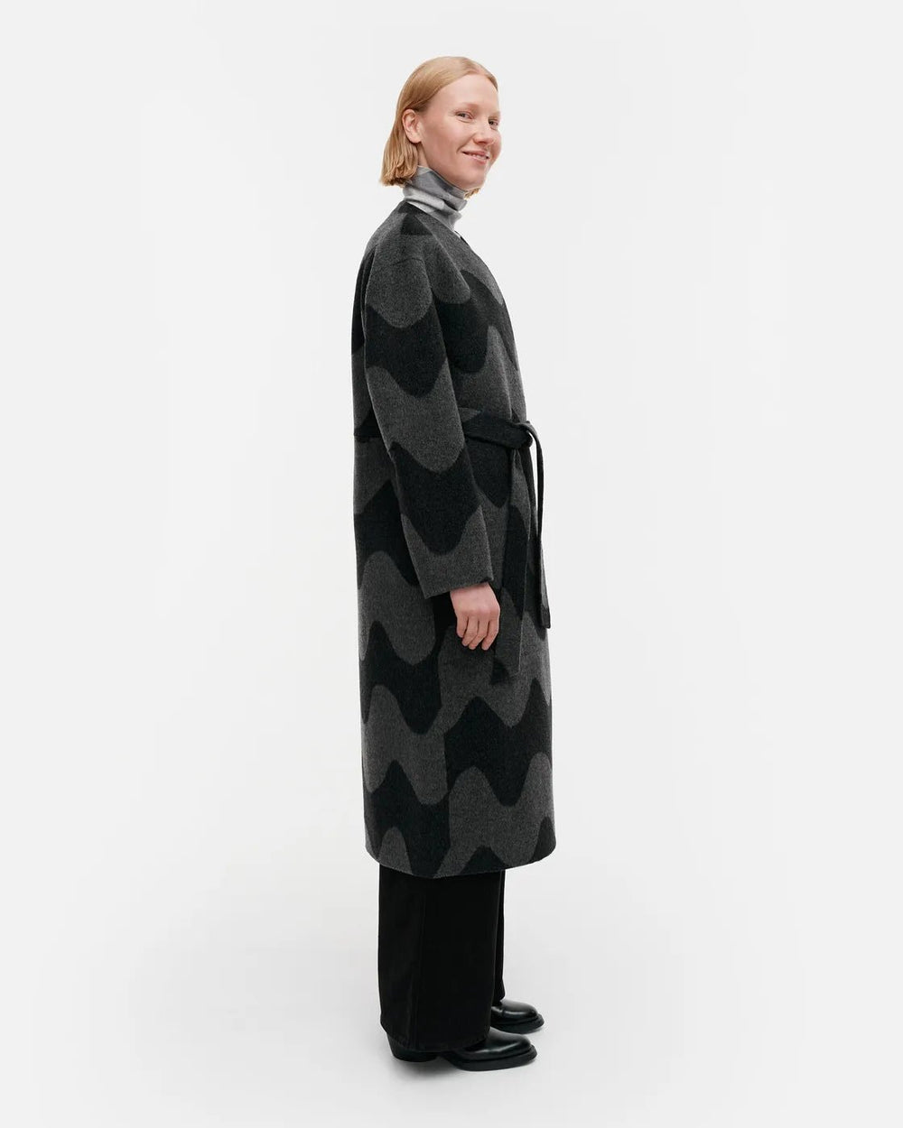 Marimekko | Elfa Lokki Wool Coat | Dark Grey - pirkko. Marimekko