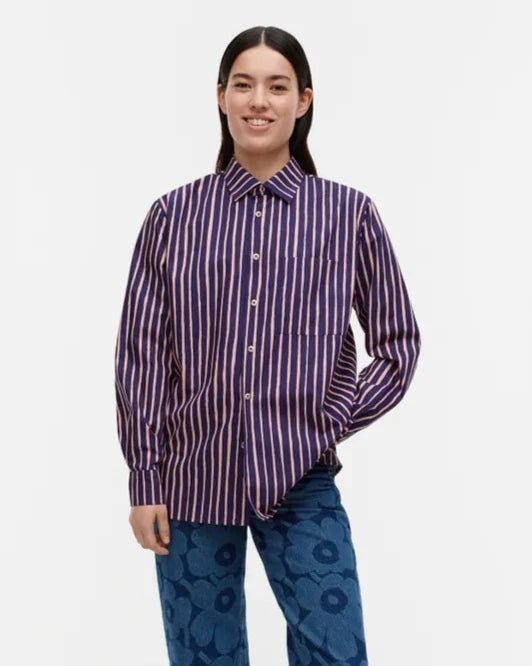 Marimekko | Jokapoika Shirt | Navy, Pink - pirkko. Marimekko
