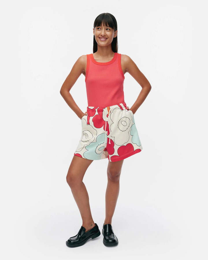 Marimekko | Miksaus Piirto Unikko Cotton Shorts | Off - white, Red Multi - pirkko. Marimekko
