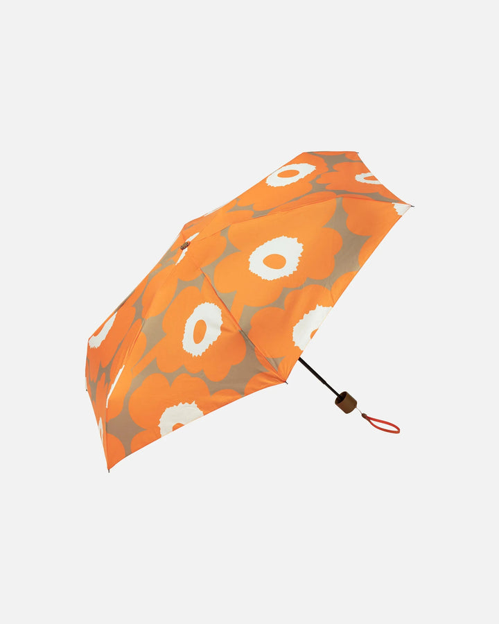 Marimekko | Mini Manual Unikko Umbrella | Orange Brown Multi - pirkko. Marimekko