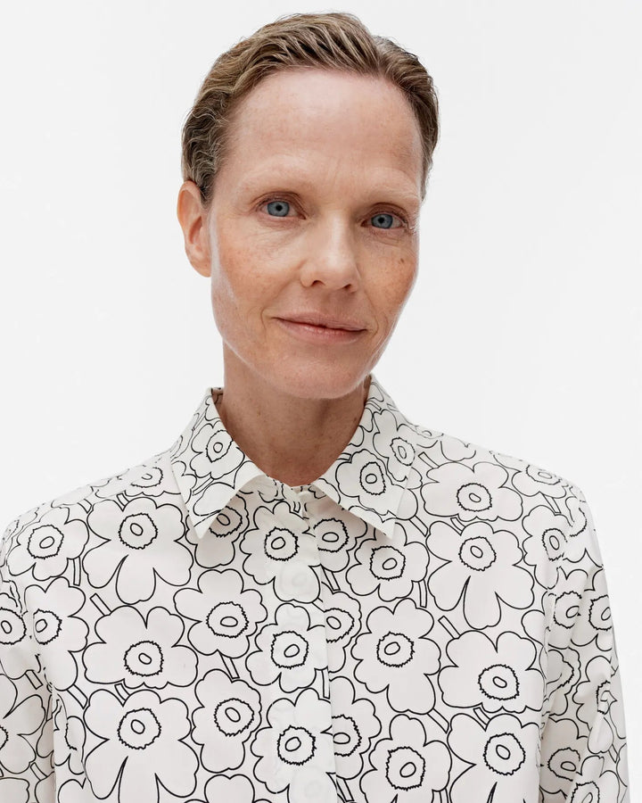 Marimekko | Tilla Piirto Unikko Poplin Shirt | White, Black - pirkko. Marimekko