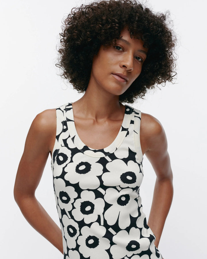 Marimekko | Uusia Unikko Cotton Jersey Top | Black, White - pirkko. Marimekko