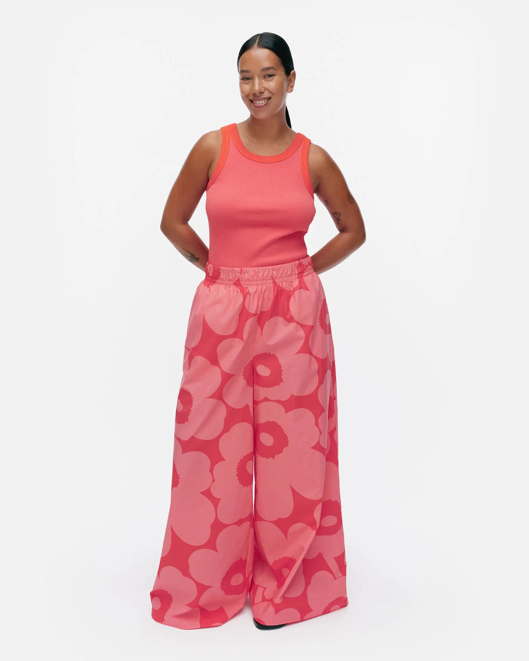 Marimekko | Voimakukka Unikko Cotton Pants | Red, Pink - pirkko. Marimekko