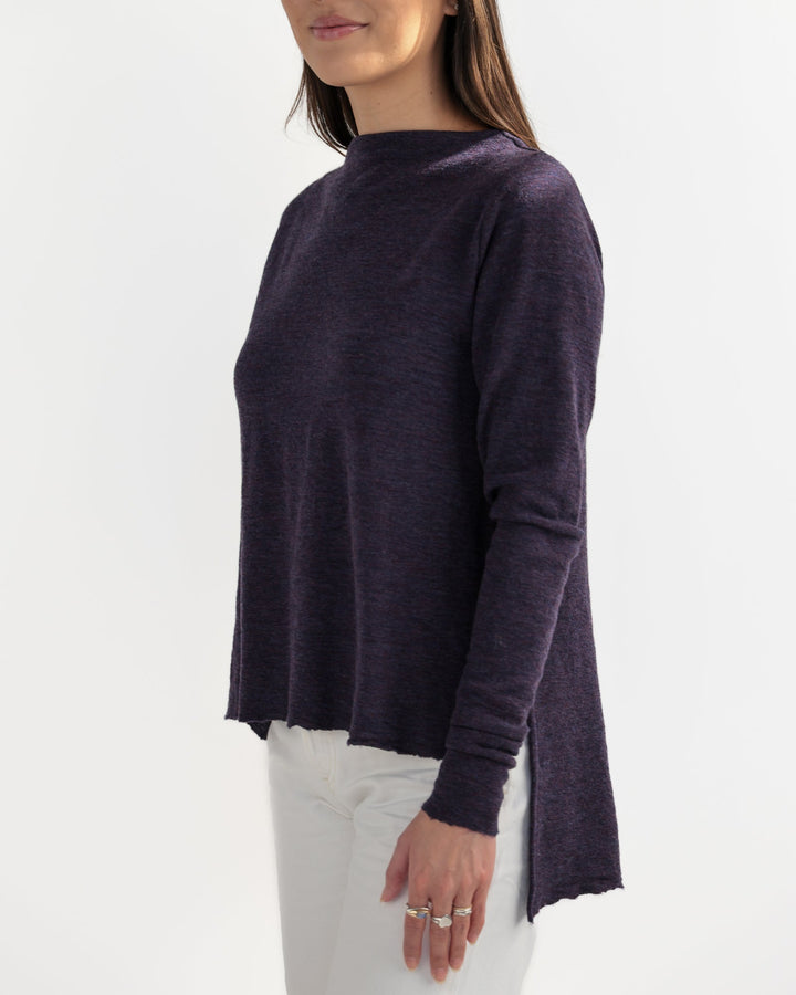 Merino Funnel w/ High Slits. Plum Melange - pirkko. by basics