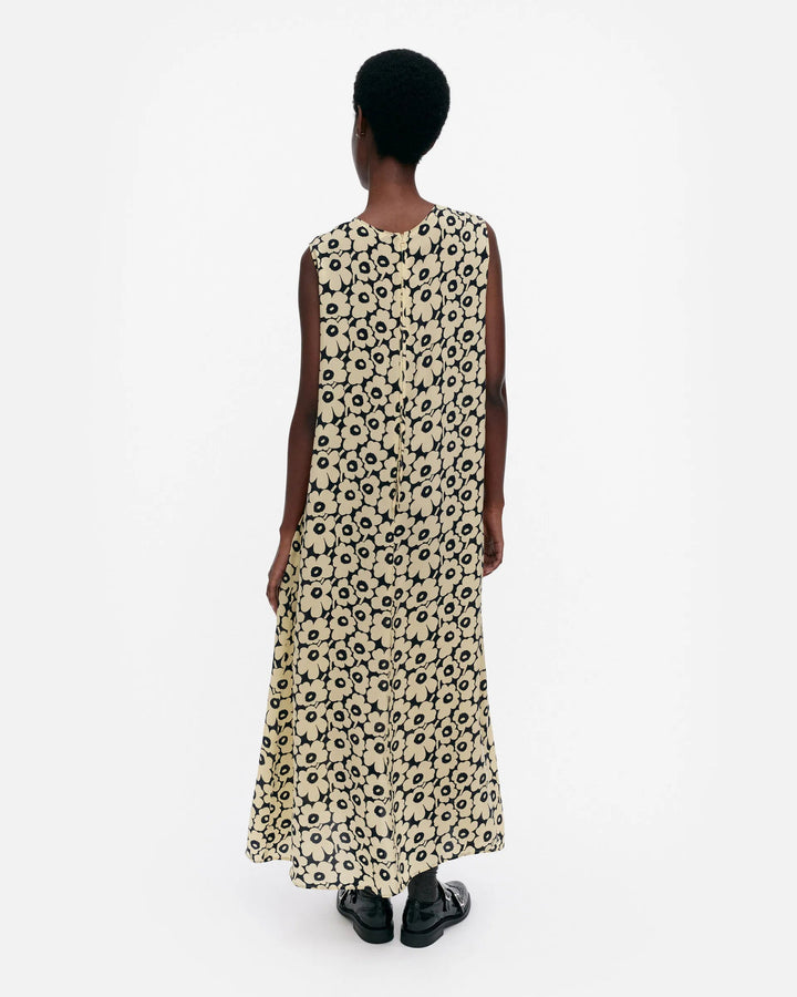 Migot Mini Unikko Sleeveless Maxi Dress | Black, Off White - pirkko. Marimekko