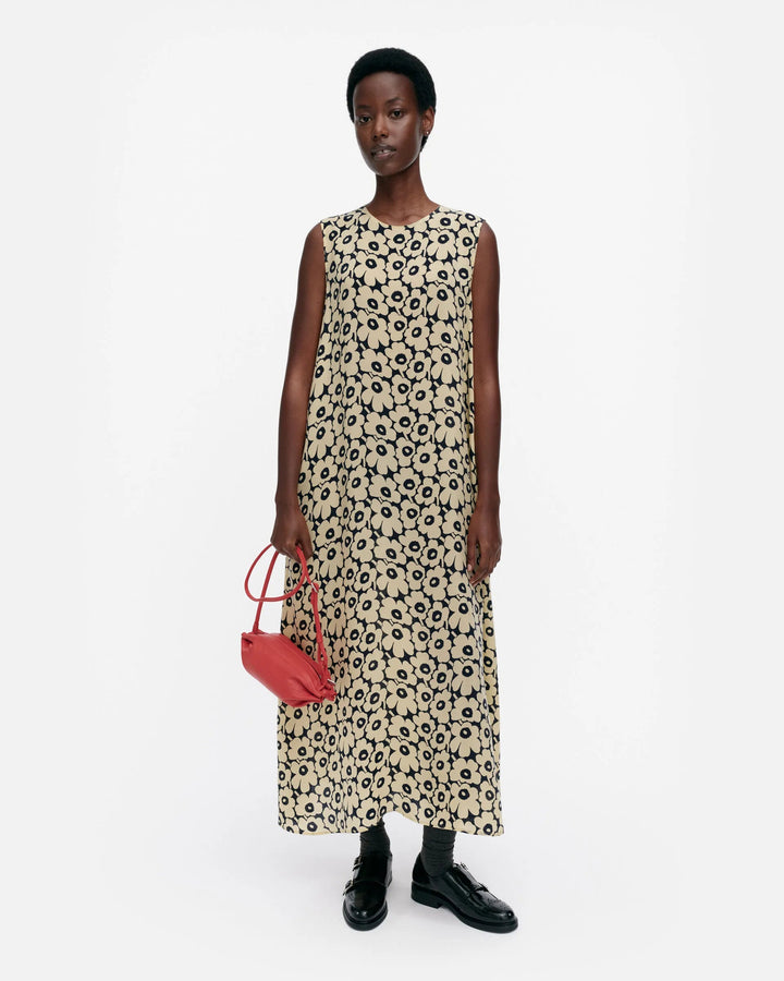 Migot Mini Unikko Sleeveless Maxi Dress | Black, Off White - pirkko. Marimekko