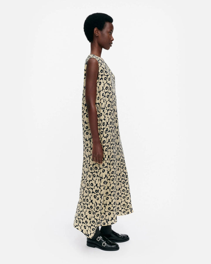 Migot Mini Unikko Sleeveless Maxi Dress | Black, Off White - pirkko. Marimekko