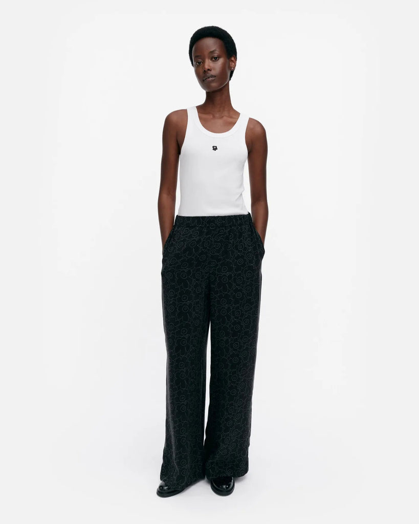 Marimekko Oanet Piirto Unikko Cupro Pant | Black - pirkko.