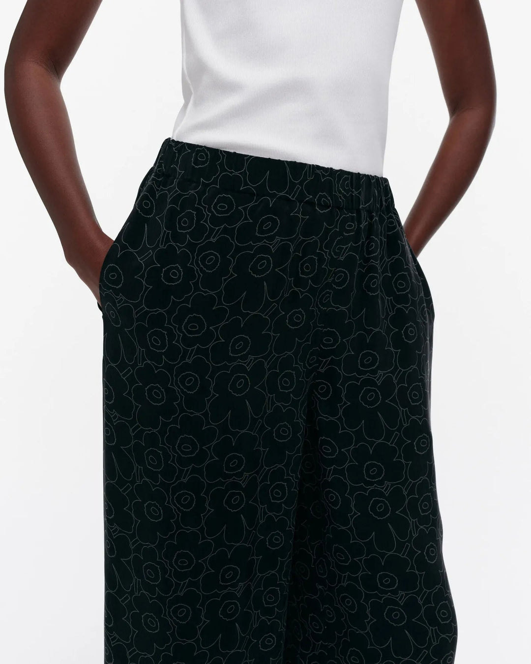 Marimekko Oanet Piirto Unikko Cupro Pant | Black - pirkko. Marimekko Oanet Piirto Unikko Cupro Pant | Black - pirkko.
