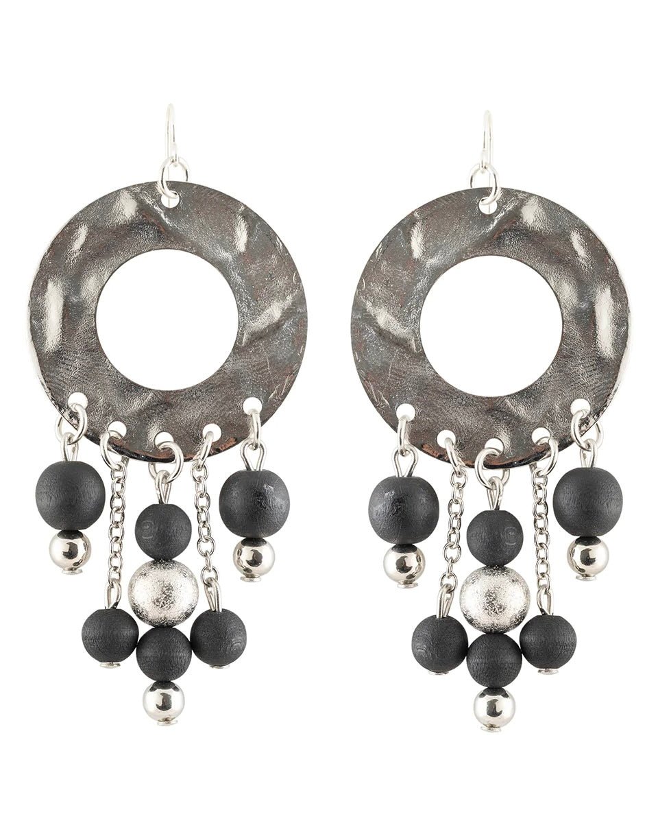 Paula Earrings, Silver/ Black - pirkko. Aarikka