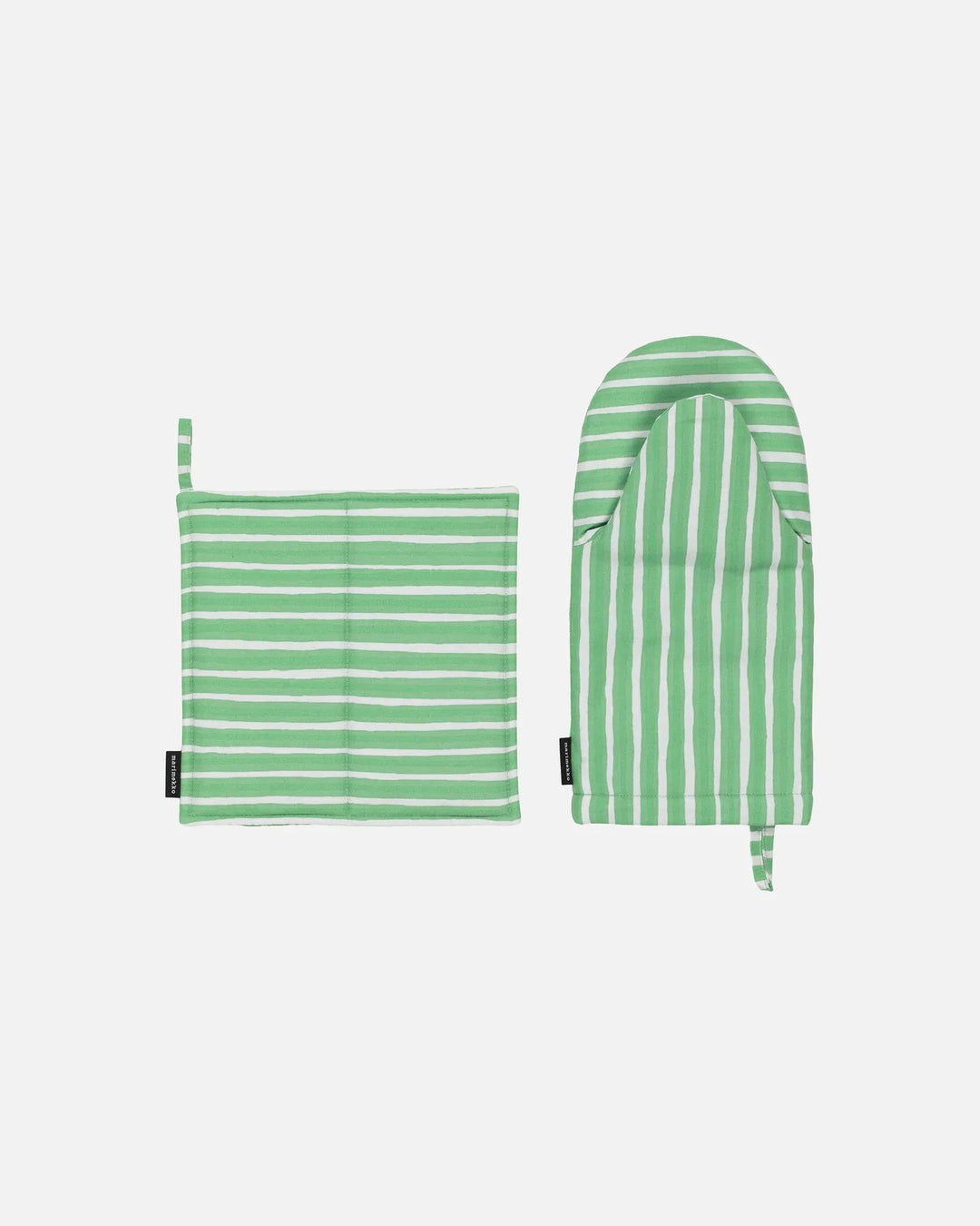 Piccolo Oven Mitten/ Potholder Set, Lt Grey/Spring Green - pirkko. Marimekko