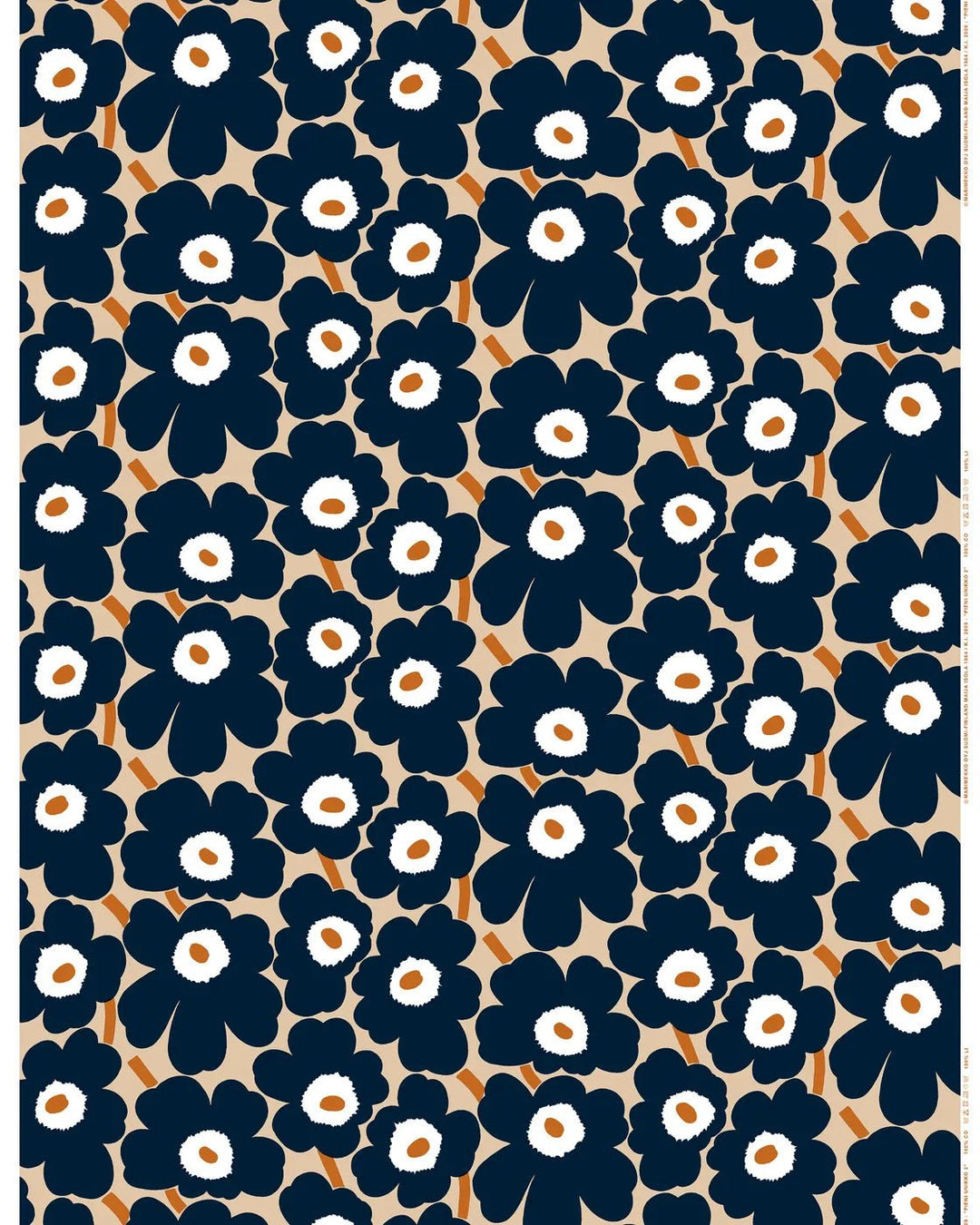 Pieni Unikko 2 Cotton Fabric | Brown/Coal | 1 Yd - pirkko. Marimekko