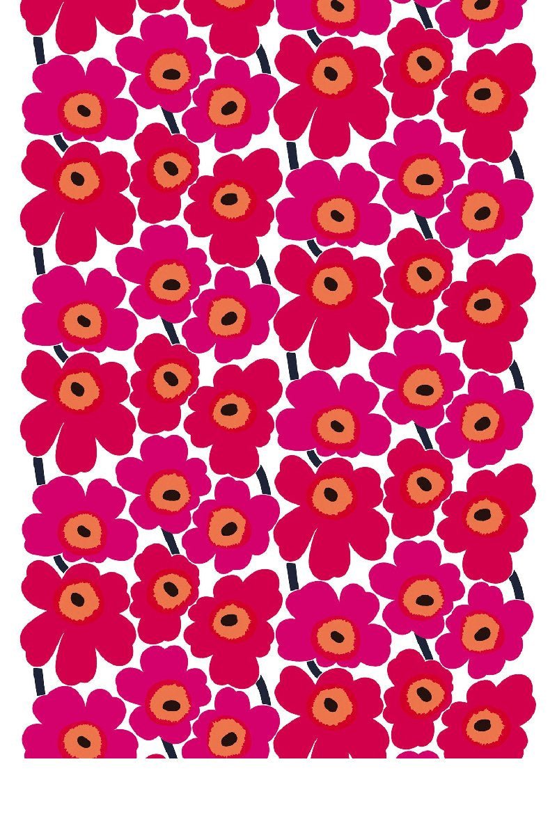 Pieni Unikko Cotton Fabric Red, 1 yd - pirkko. Marimekko