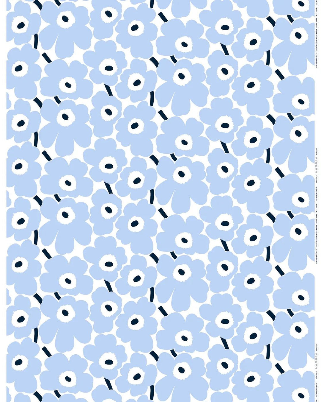 Pieni Unikko Cotton Fabric | White/Blue | 1 yd - pirkko. Marimekko