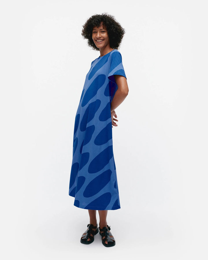 Pisteinen Linssi Jersey Dress | Blue, Dark Blue - pirkko. Marimekko