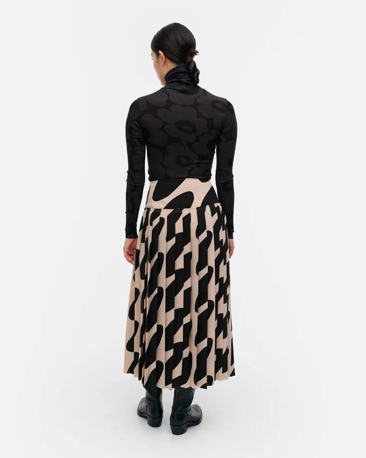 Slitti Linssi Plisse Skirt | Beige, Black - pirkko. Marimekko
