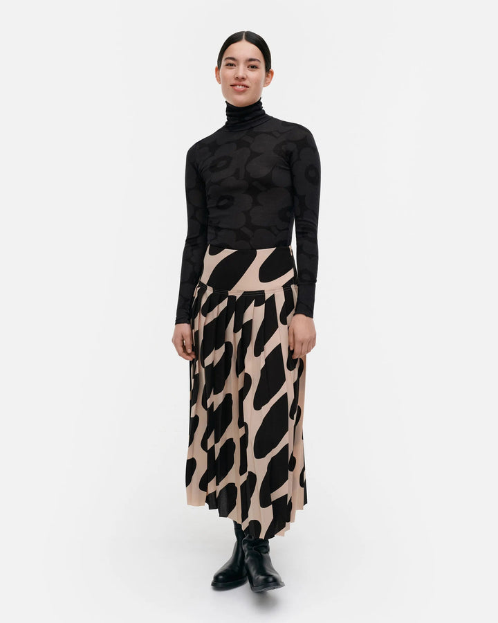 Slitti Linssi Plisse Skirt | Beige, Black - pirkko. Marimekko