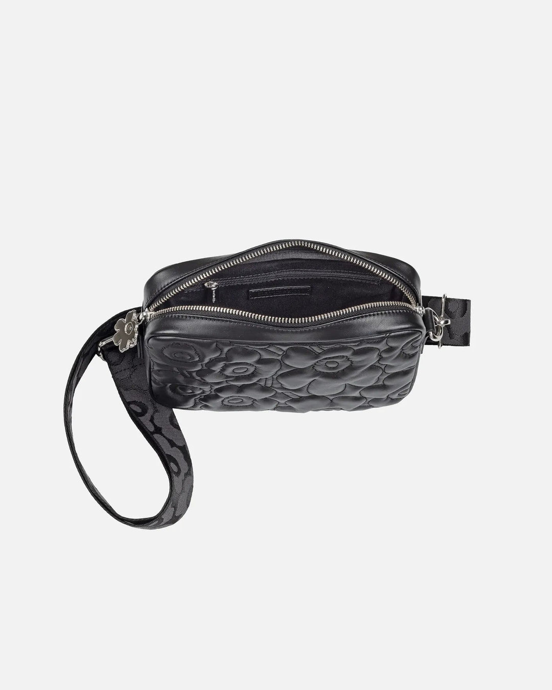 Soft Gratha Embossed Leather Shoulder Bag | Black - pirkko. Marimekko