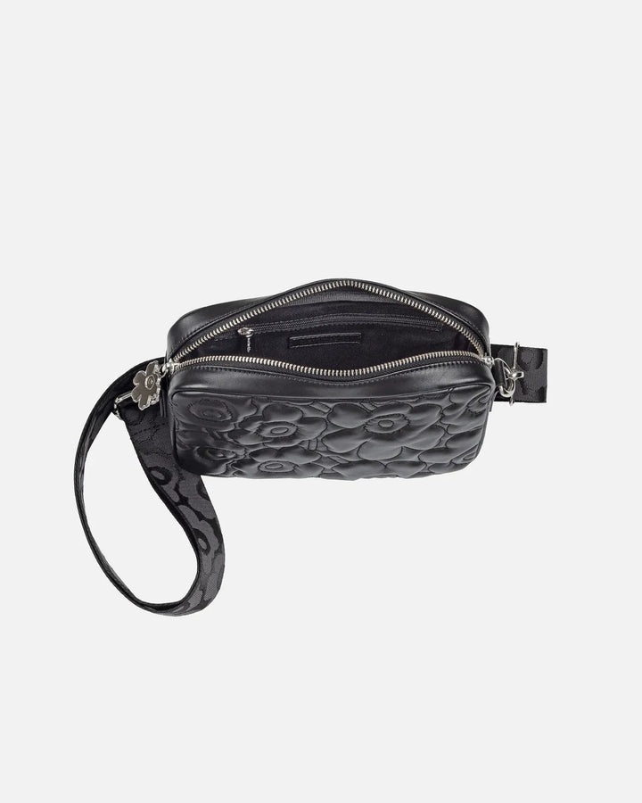Soft Gratha Embossed Leather Shoulder Bag | Black - pirkko. Marimekko
