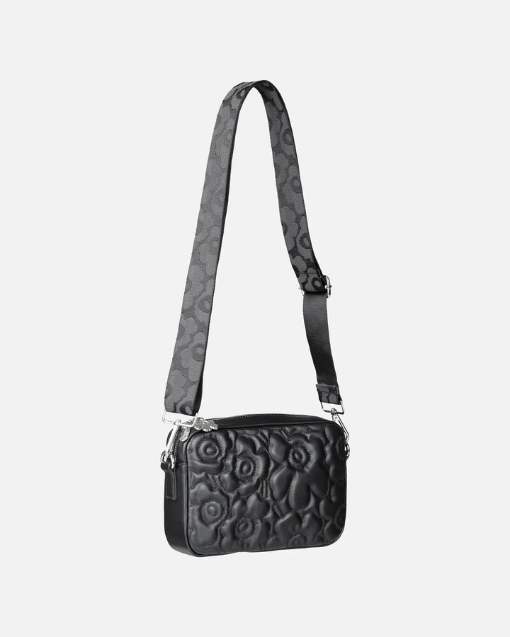 Soft Gratha Embossed Leather Shoulder Bag | Black - pirkko. Marimekko