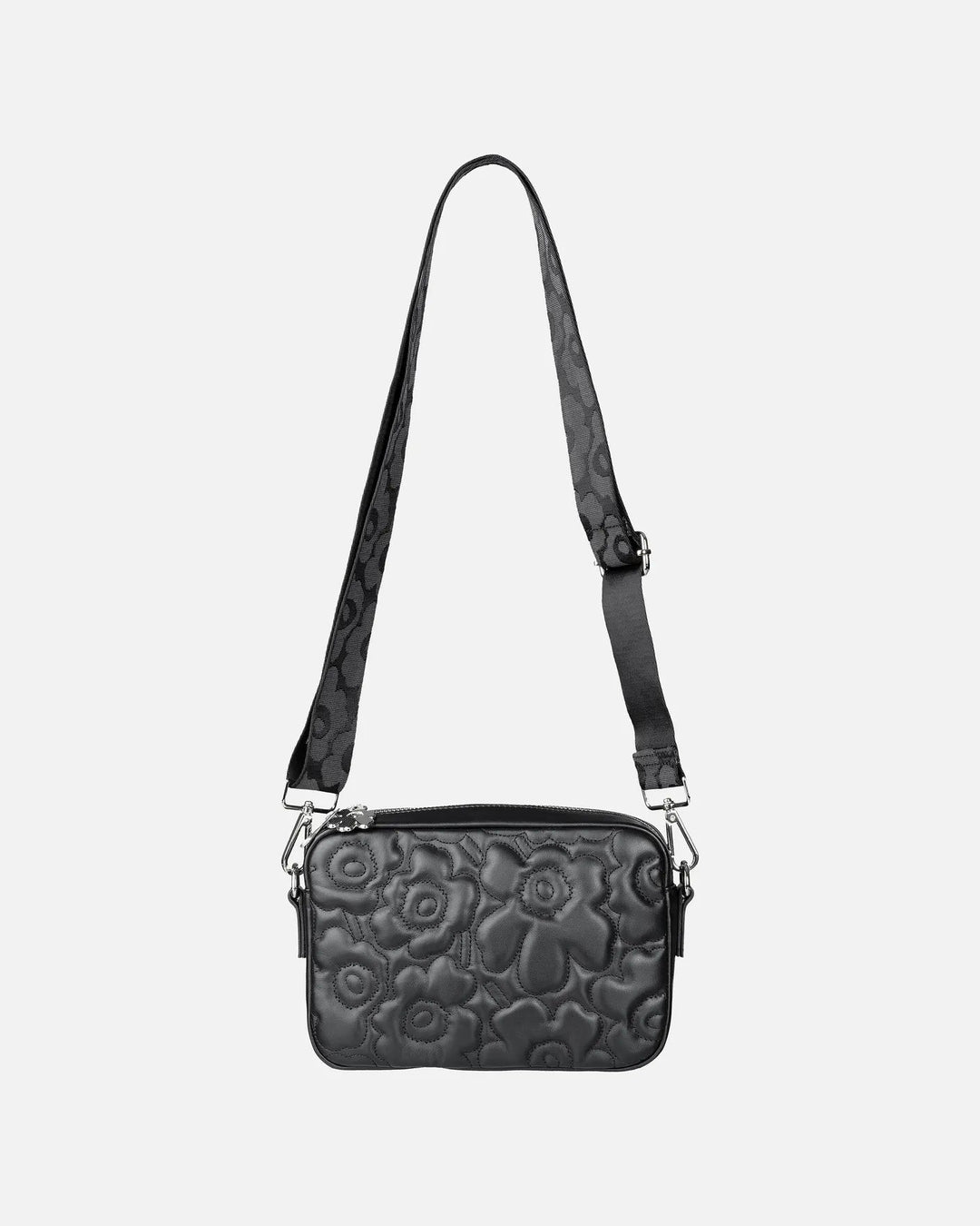 Soft Gratha Embossed Leather Shoulder Bag | Black - pirkko. Marimekko