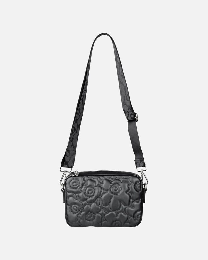 Soft Gratha Embossed Leather Shoulder Bag | Black - pirkko. Marimekko